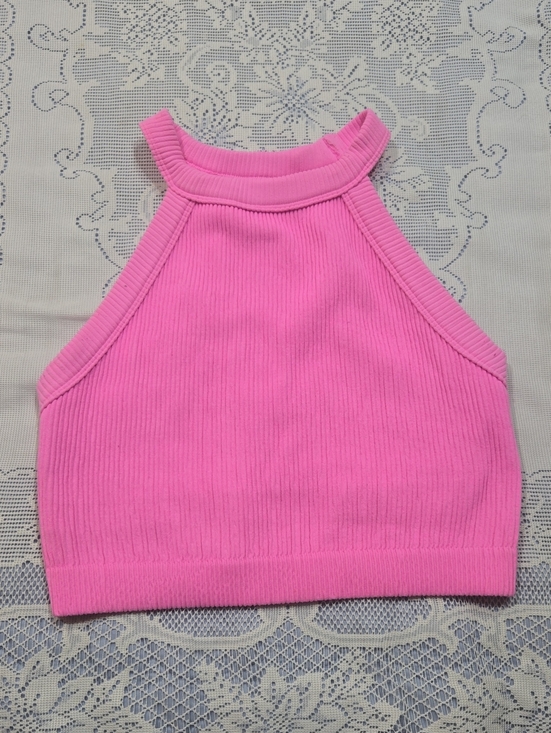 aerie Tops - Aerie Hot Pink Ribbed Halter Tank Top Sz XL